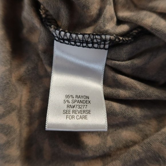 DANA BUCHMAN Top Women's Short Sleeve V-Neck Blouse Black Tan Large - Picture 10 of 12